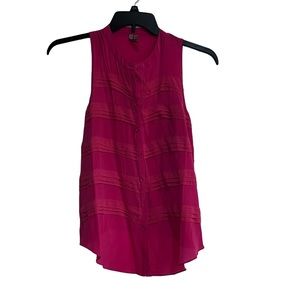 Aryn K. Women's Pink Sleeveless Pleated Button-Up Top Size Large